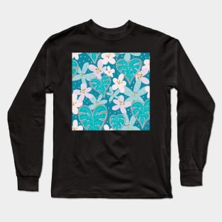 Monstera hearts and tropical  florals Long Sleeve T-Shirt